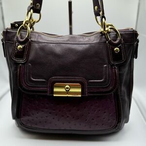 Coach Kristin Spectator Mahogany/Purple Leather North South Tote w/COA 18303